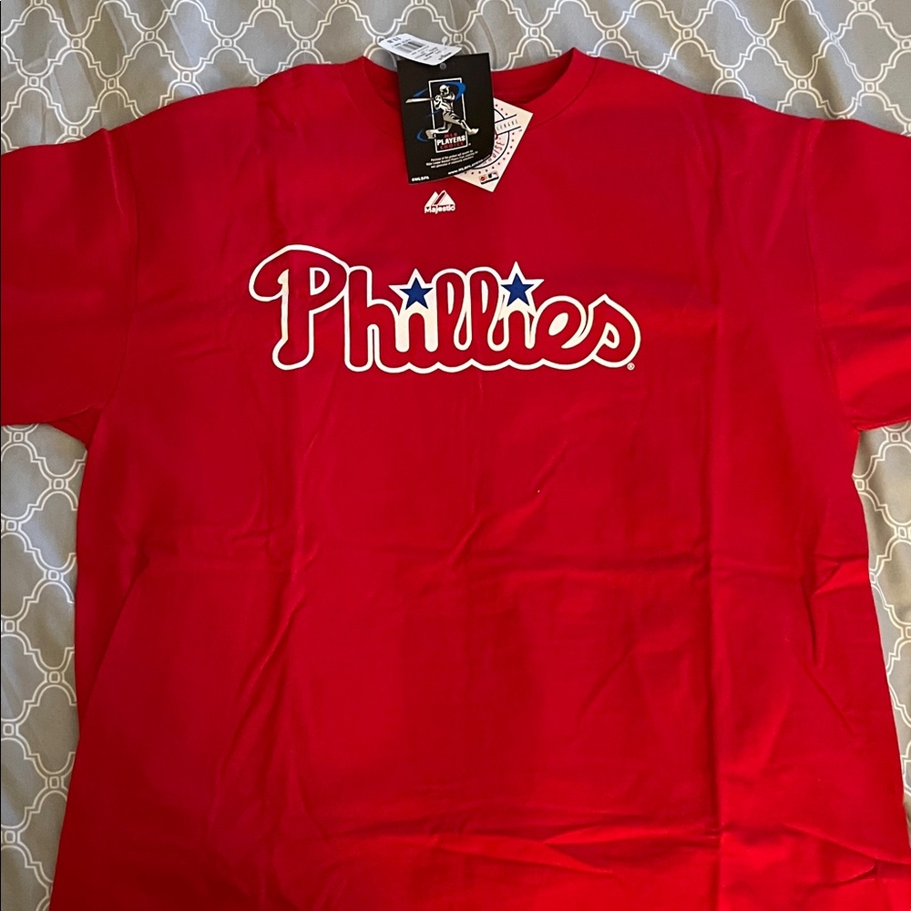 Majestic Red Phillies Cliff Lee T-Shirt XL - Picture 2 of 3